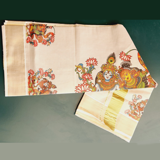 Kasavu Saree Printed